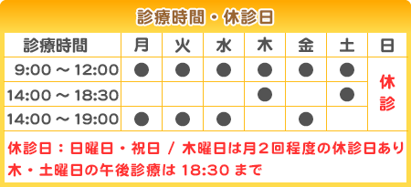 診療時間・休診日